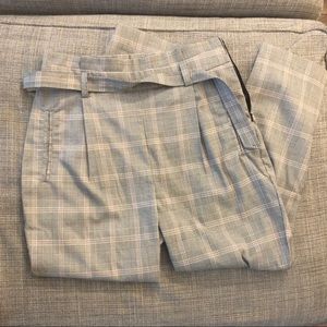 Pleated Plaid Dress Pants